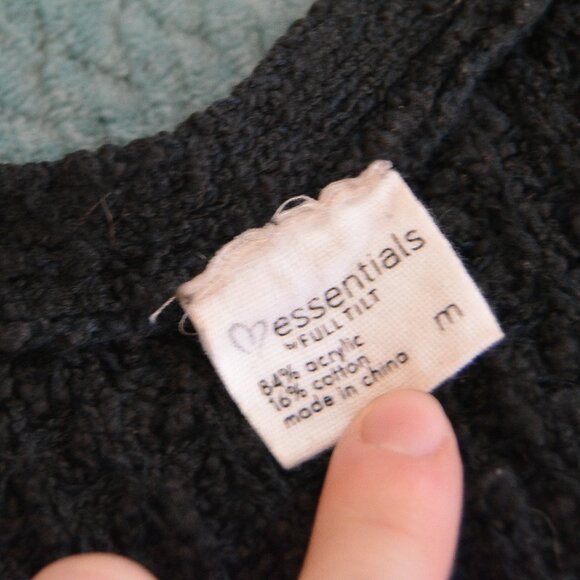 Full Tilt | Essential Black Crochet\Knit Cardigan With Pockets - Picture 4 of 4